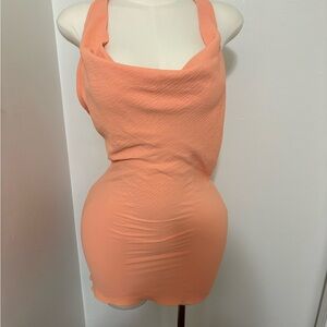 Peach Halter Bodycon Mini Dress Small NWOT
